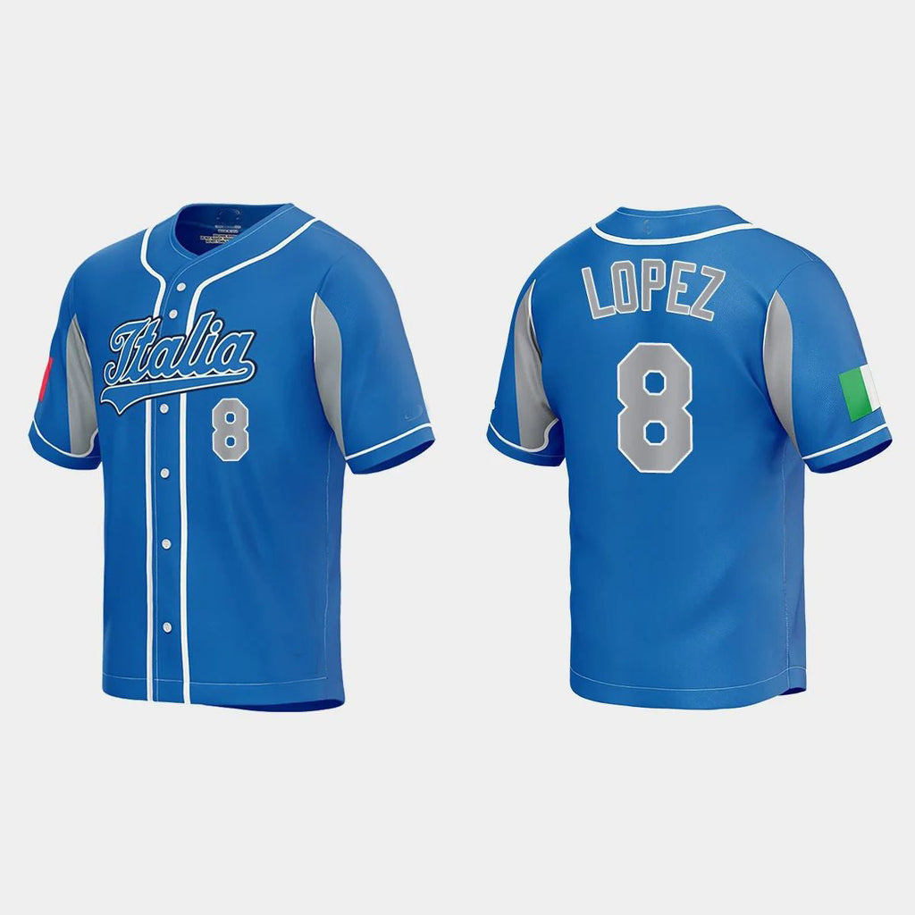 #8 NICKY LOPEZ ITALY BASEBALL 2023 WORLD BASEBALL CLASSIC JERSEY ¨C ROYAL Stitches Baseball Jerseys